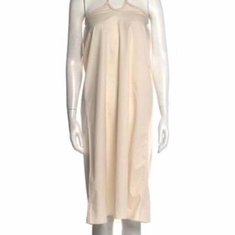 Johanna Ortiz Beige Cotton Midi Halter Tent  Dress Size M